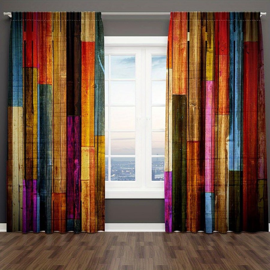 Modernes Vorhangset aus Stoff mit grafischem Muster in Multicolour, B/H: 150 x 166 cm - Bild 3