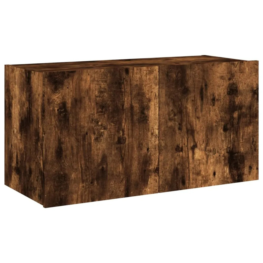 vidaXL TV-Wandschrank mit LED-Beleuchtung in Räuchereiche, modern, B/T/H: 80 x 35 x 41 cm - Bild 2