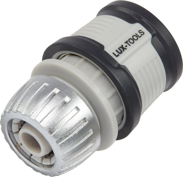 LUX-TOOLS Metall-Schlauchstück mit Wasserstopp für 13 mm (1/2 Zoll) Schlauch in Silber - Bild 1