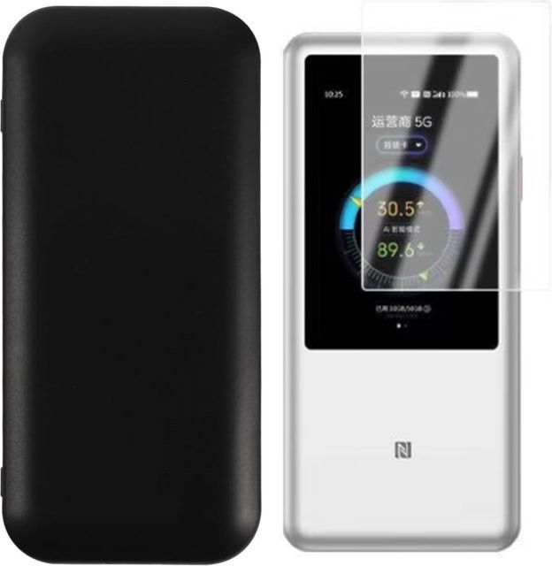 2-in-1 Schutzset für ZTE U60 Pro MU5250 5G: Flexible weiche Hülle und TeHydrogel-Displayschutz in Schwarz - Bild 1