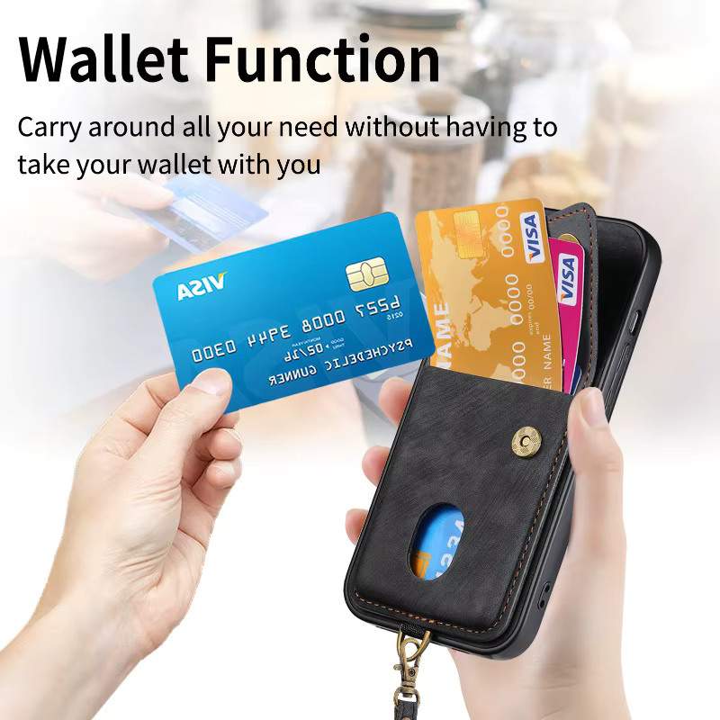 Xiaomi 17 Ultra Flip Wallet Handyhülle aus PU-Leder in Schwarz mit Kartenhalter, Magnetischem Schlüsselband und Linsenschutz - Bild 2