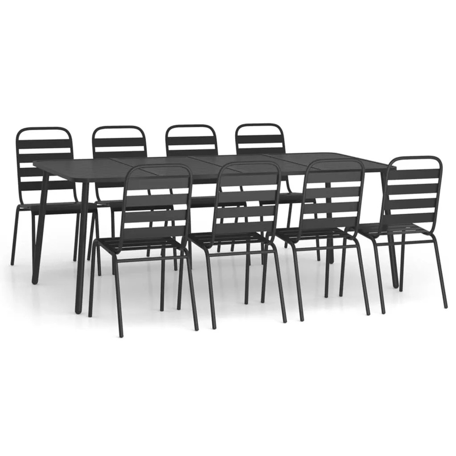 vidaXL Garten-Essgruppe Modell 3 aus Stahl, 9-teilig, Anthrazit - Bild 2