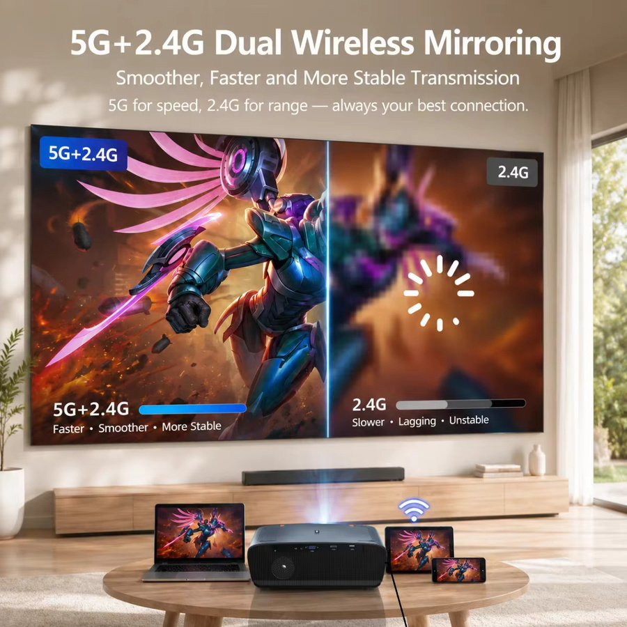 CWEUG 4K Ultra HD Tageslicht-Projektor mit 4000 ANSI Lumen, Google TV, Autofokus und Dual-Band WLAN für dein Heimkino - Bild 5