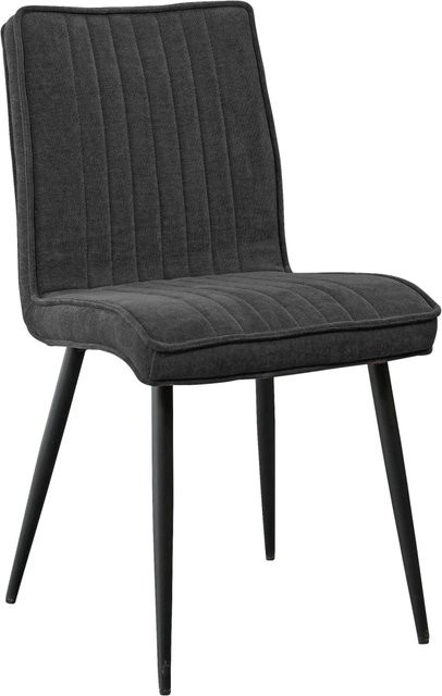 Mömax Stuhl Lena in Schwarz und Grau mit Stoffbezug und Holz-Metall-Gestell - Bild 1