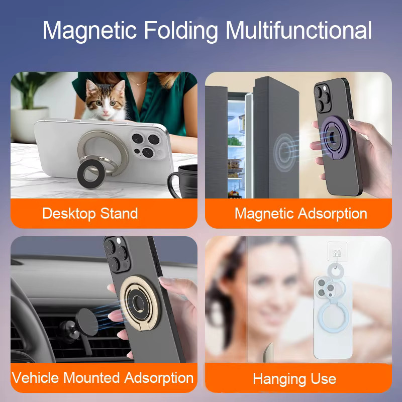 Doppelseitiger Magnetring-Halter für MagSafe, abnehmbarer Fitness-Handygriff mit Ständer für iPhone, Farbe: Weiß - Bild 4