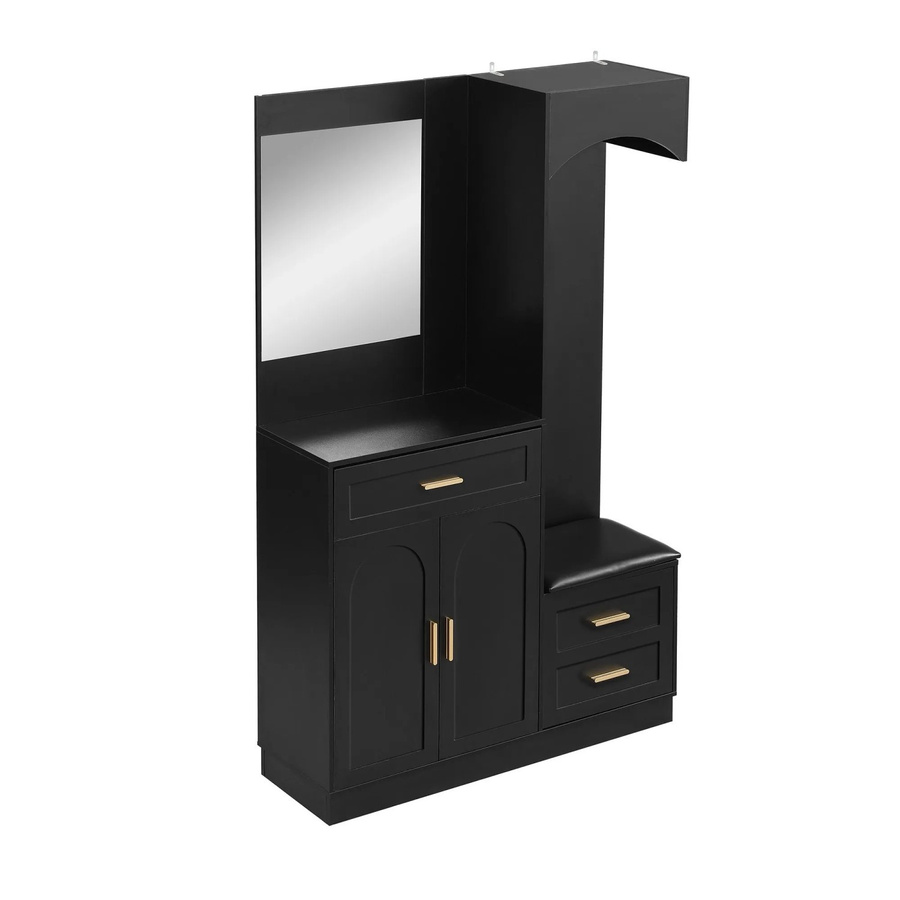 okwish Garderoben Set mit Spiegel und Schuhschrank in Schwarz, modern und matt - Bild 2