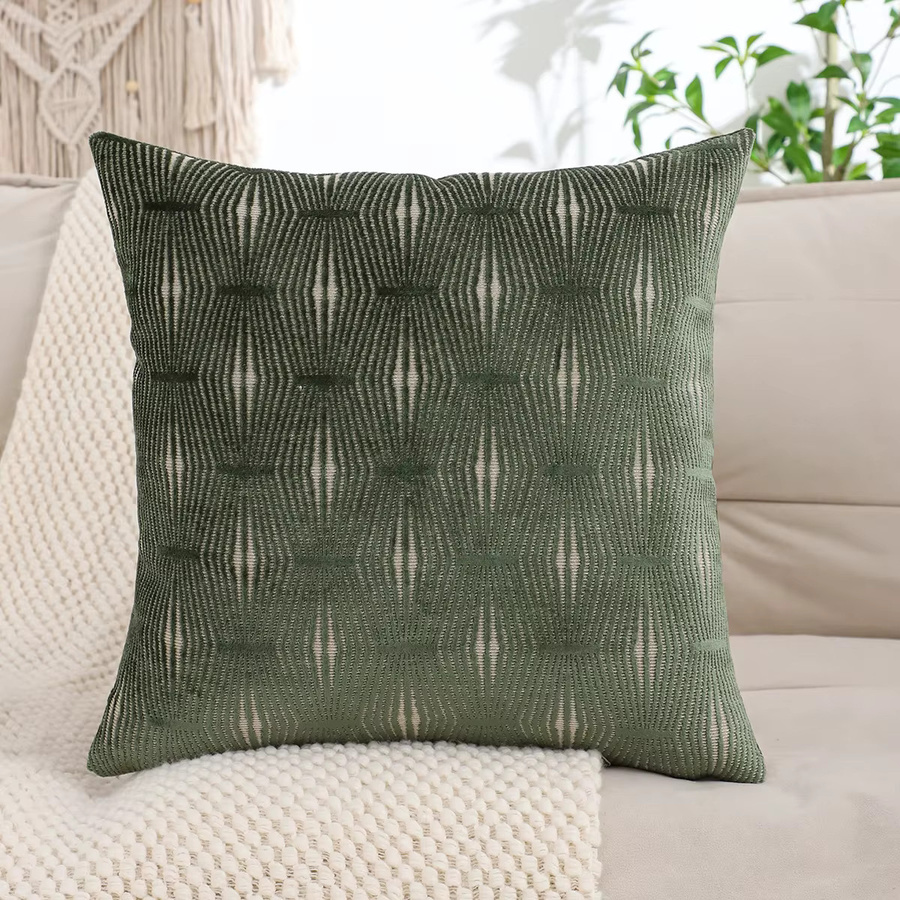 Miater Dekokissenbezug aus Samt im Vintage-Jacquard-Design, Beige, quadratisch - Bild 2
