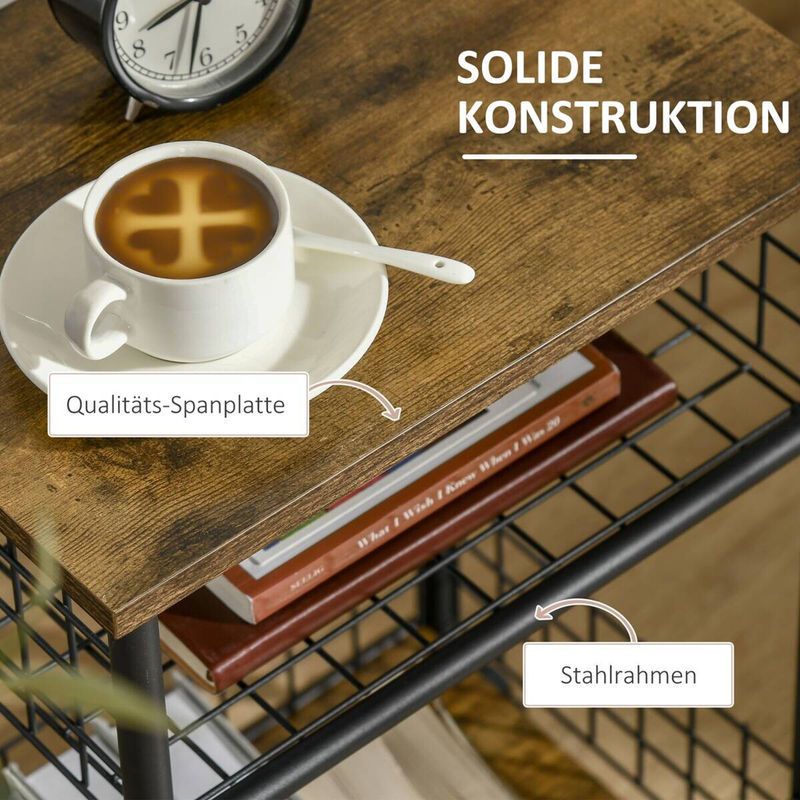 HOMCOM Küchenwagen im Industrial Design aus Holzwerkstoff und Stahl, Braun/Schwarz, B/H/L: 30 x 40 x 62 cm - Bild 2