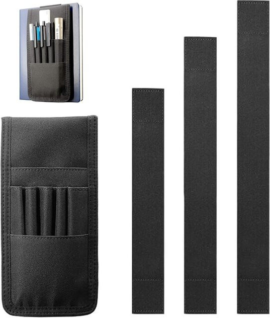 Universelle Notebooktasche aus Textil mit verstellbarem Stifthalter und elastischem Band in Schwarz - Bild 1