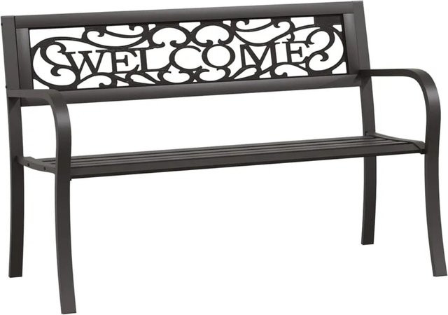 furnicato Gartenbank aus Stahl und Kunststoff in Schwarz, Breite: 125 cm - Bild 1