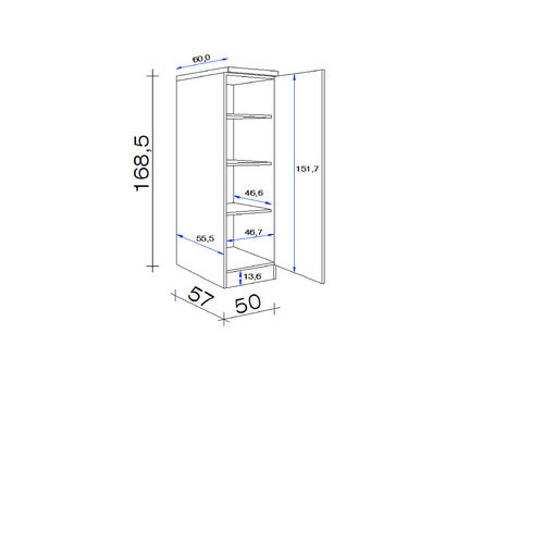 Flex-Well Vorratsschrank Avila in Weiss, moderner Küchenschrank mit Scharniertüren und frei wählbarer Anschlagrichtung, H x B x T: 168,5 x 60,0 x 37,5 cm - Bild 2