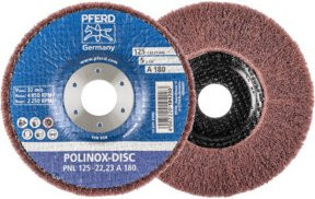 PFERD TOOLS POLINOX Vlies-Schleifdisc PNL Blau Ø 125 mm Bohrung-Ø 22,23 mm A180 für Feinschliff und Finish - Bild 1