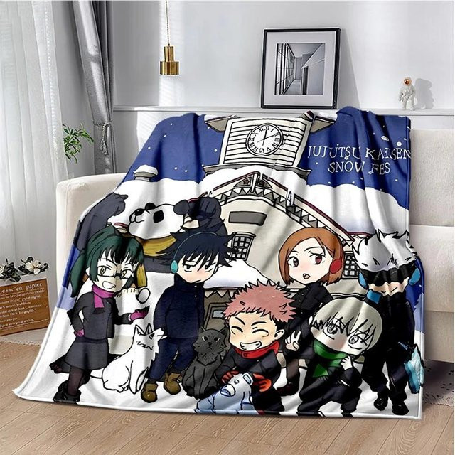 YangJOJO Jujutsu Kaisen Flanell-Decke für Kinder, Cartoon Anime Design, Mehrfarbig, B/B: 100 x 150 cm - Bild 1