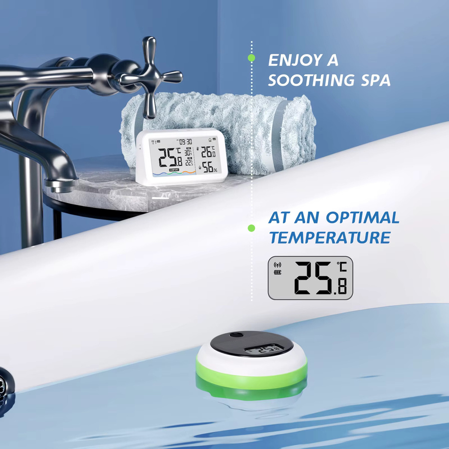 Inkbird IBS-P03R Solar Wireless Pool-Thermometer mit Empfänger, digitales Temperaturmessgerät für Whirlpools und Spas, Weiß - Bild 5