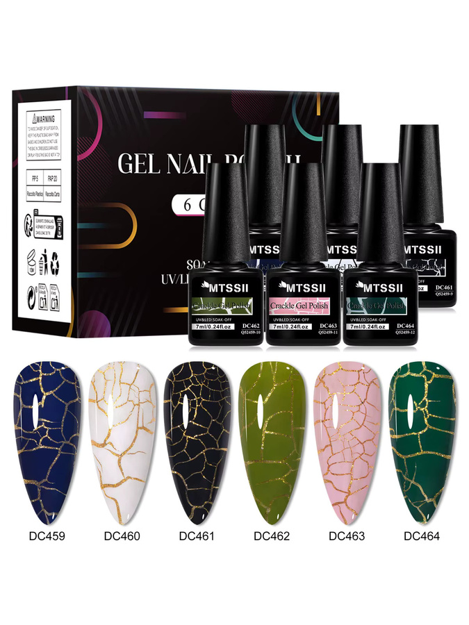 Mtssii Crackle Gel Nagellack Set, Glänzend, 6 Stück - Bild 5