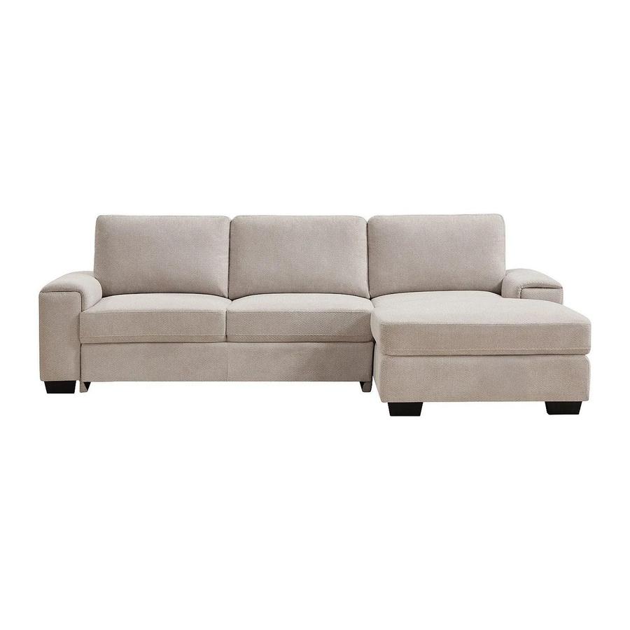 Vente-unique Schlafsofa Embapo in Beige mit L-Form und Stoffbezug, Breite: 260 cm, Tiefe: 153 cm, Höhe: 85 cm - Bild 2