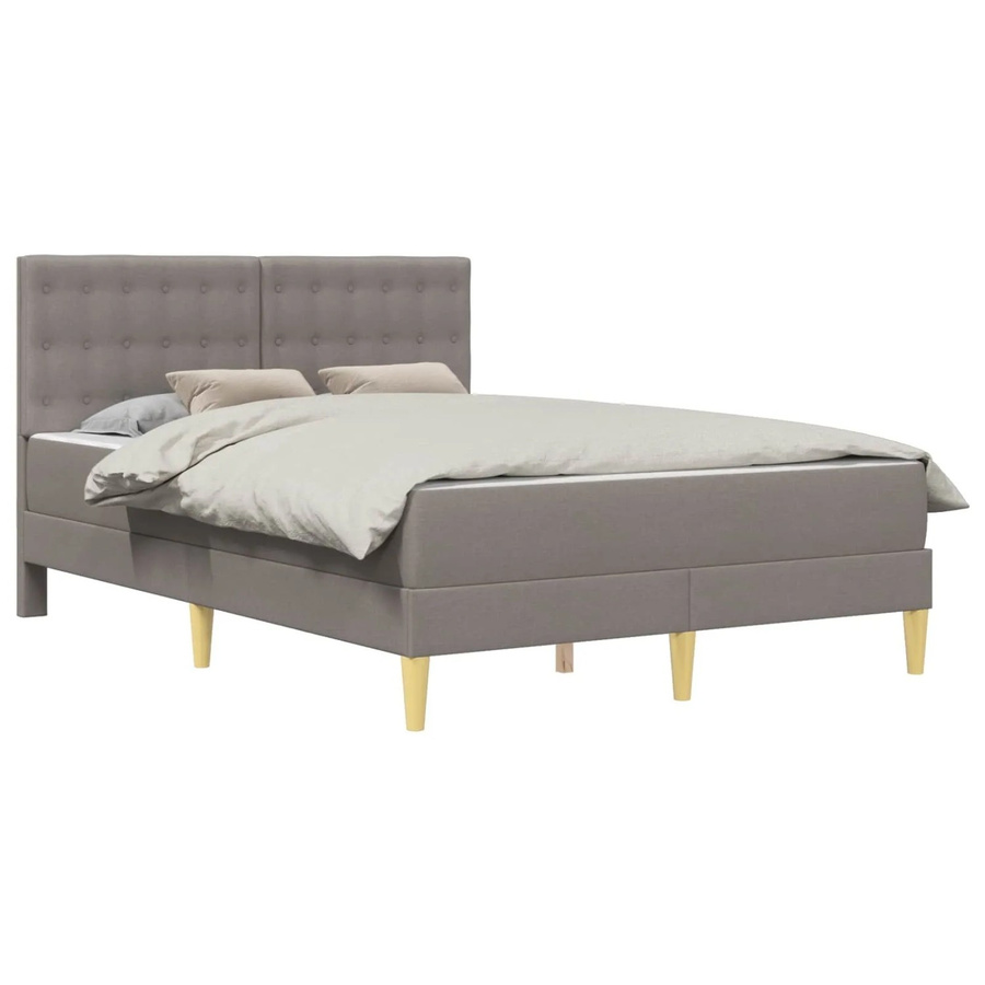 vidaXL Bettgestell mit Matratze und Kopfteil in Taupe, B/T/H: 120 x 200 x 124 cm, Stoffbezug - Bild 2