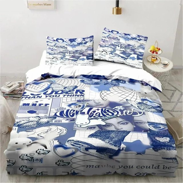 Lodestar New-Jeans Album Bettwäsche-Set aus Mikrofaser in Blau mit Bettbezug und Kissenbezug, Breite: 70 cm, Länge: 133 cm - Bild 1