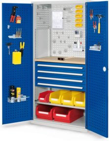 Kappes Schubladenschrank RasterPlan Mod. 16 mit Türen, Schubladen, Regalböden und Lochplatten, grau, H x B x T: 195 x 100 x 60 cm - Bild 1