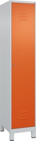 C+P Spind Classic PLUS Garderobenschrank mit 1 Abteil und Füßen, Farbe Grau/Orange, H x B x T: 195 x 40 x 50 cm - Bild 1