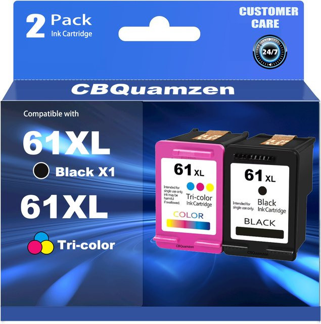 CBQuamzen 61XL Tintenpatronen Set in Schwarz und Farbe für Inkjet-Drucker, kompatibel mit DeskJet 1000, 1512, 2050 und 2540 - Bild 1