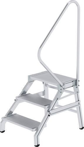 MUNK Günzburger Steigtechnik Aluminium-Montagetritt starr mit Handlauf und 3 Stufen in Silber, maximale Arbeitshöhe: 2,6 m - Bild 1