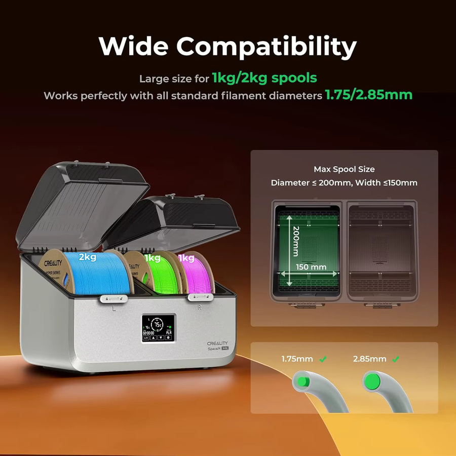 Creality Space Pi X4L Filament-Trocknungsbox mit dualen unabhängigen Kammern und 75 °C Heizung für PLA, PETG und TPU - Bild 4