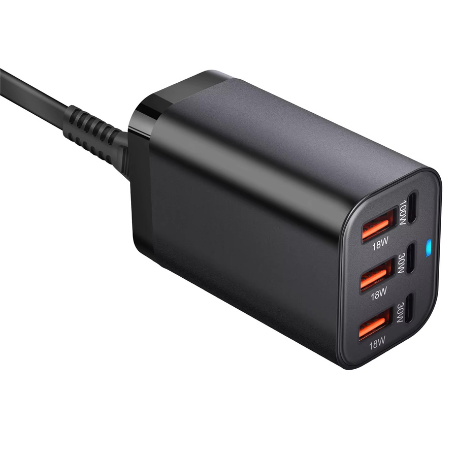 Deepartner USB-C-Schnellladestation 200W Multi-Port GaN Wandladegerät mit PPS und PD 100W in Schwarz - Bild 4