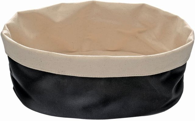 APS Brottasche aus Baumwolle in Schwarz, oval, B/H/T: 18 x 25 x 9 cm - Bild 1