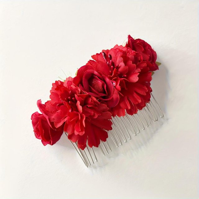 ouyaohong Haarkamm, Rosenblüten, rot, Damen - Bild 1
