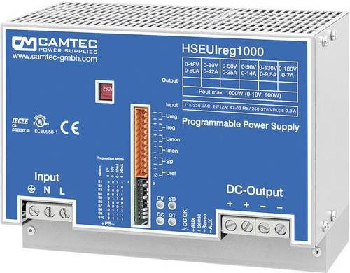 Camtec Labornetzgerät HSEUIreg10001.30T in Blau, einstellbar 0 - 30 V/DC, 0 - 42A, 1008W, 1 Ausgang - Bild 1