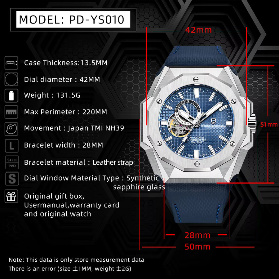 PAGANI DESIGN Armbanduhr Automatik, Edelstahl, Saphirglas, 42 mm, Herren - Bild 6