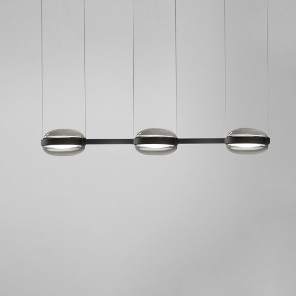B.Lux Beaded SH3 LED-Pendelleuchte aus Glas in Grau und Schwarz, dimmbar und höhenverstellbar - Bild 1