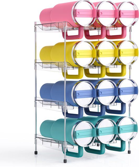 JYPS Wasserflaschen-Aufbewahrungsregal verstellbarer Tumbler Organizer für Stanley 40oz stapelbares Getränke- und Weinregal freistehend - Bild 1