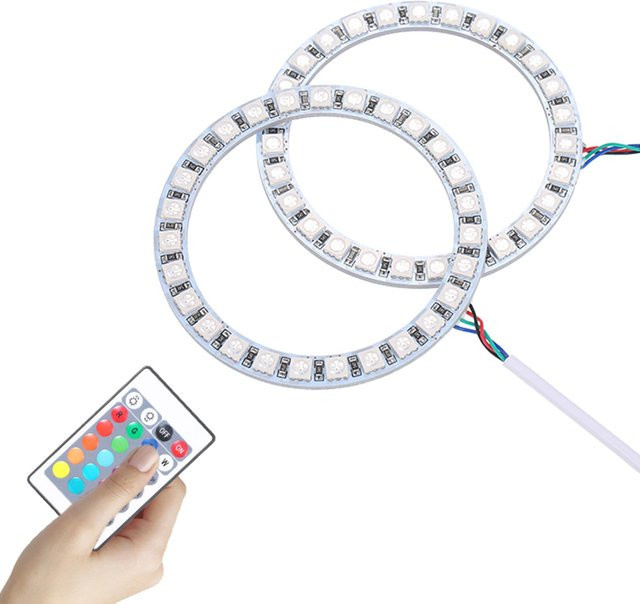 VehicleKit RGB LED Angel Eyes Halo Ring SMD5050 Mehrfarbig mit Fernbedienung 12V 10W Durchmesser: 80 mm - Bild 1