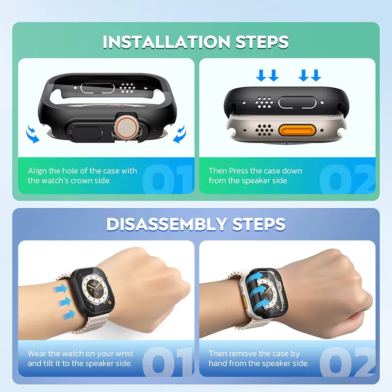 Apple Smartwatch Zubehör, PC Bumper, Displayschutzfolie, 49 mm, Schwarz - Bild 5
