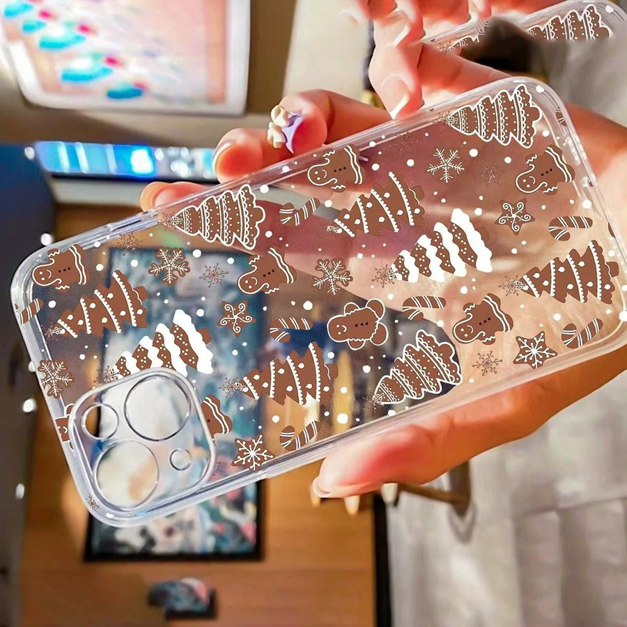 Transparente TPU-Handyhülle mit rotem Weihnachts-Lebkuchenmann-Muster für iPhone 17 16 15 14 13 12 11 Pro Max Plus Mini und XS XR X - Bild 3
