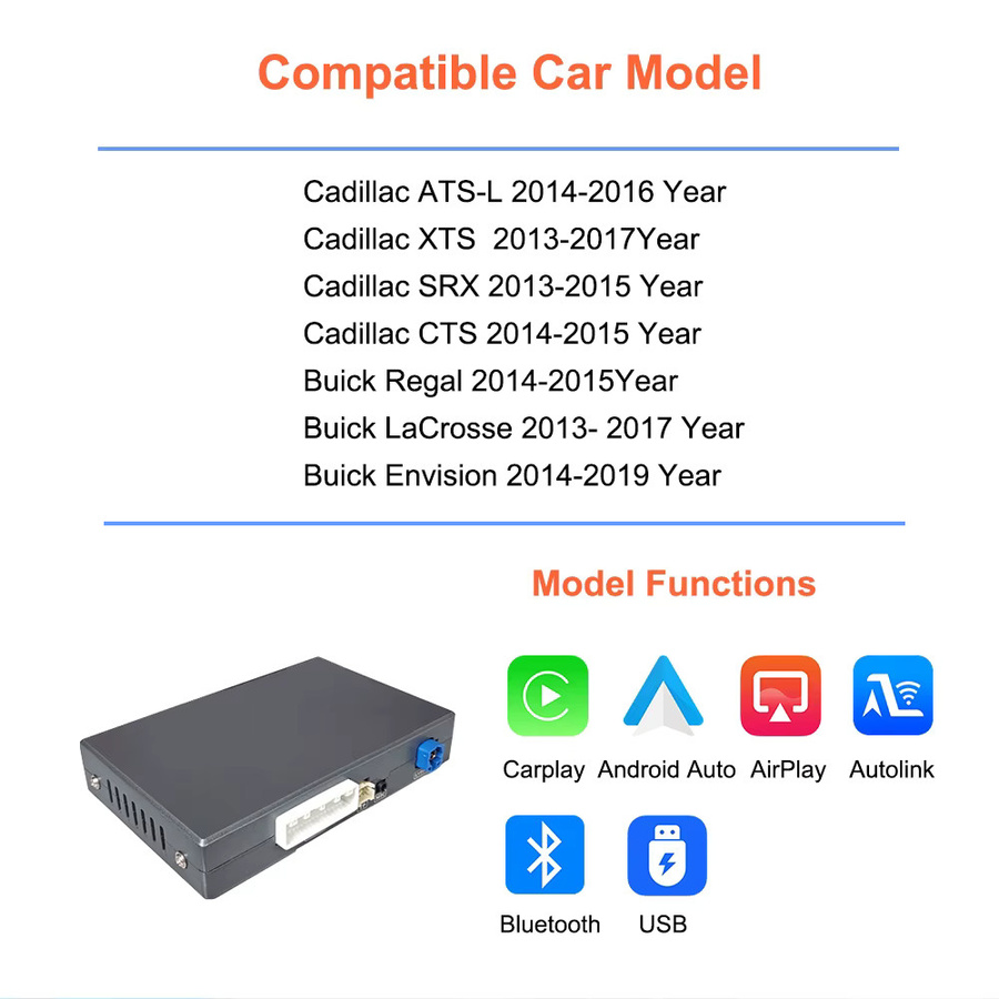 Bonroad Wireless CarPlay und Android Auto Modul mit Mirror Link und Airplay in Schwarz für Buick Regal LaCrosse Envision und Opel Insignia 2013-2017 - Bild 2