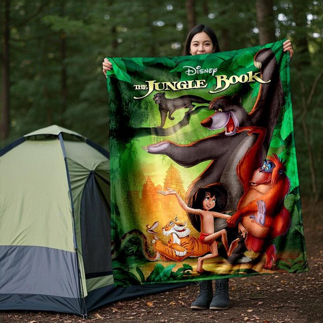 Yi Xin One Mowgli Cartoon Flanell Decke für Kinder in Multicolour, B/H: 80 x 120 cm - Bild 1