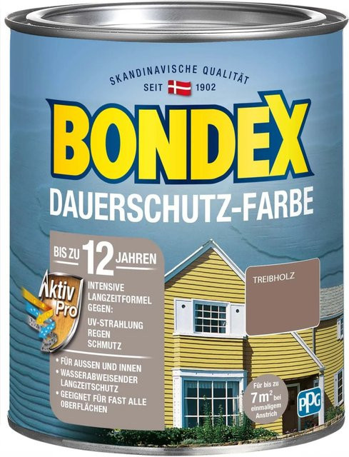 Bondex Dauerschutz-Holzschutzfarbe Treibholz Seidenglänzend Braun 0,75 l - Bild 1