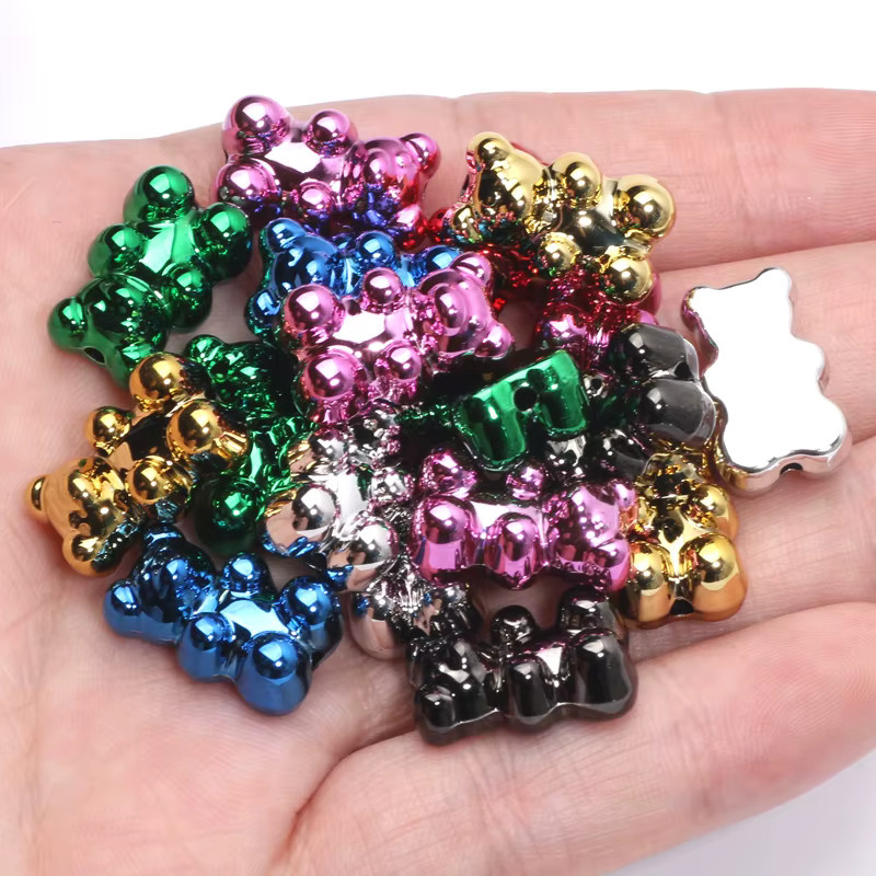 Laudsong Charms Spacer Perlen, Acryl, Mini Bär, Bunt, 12x18mm - Bild 2