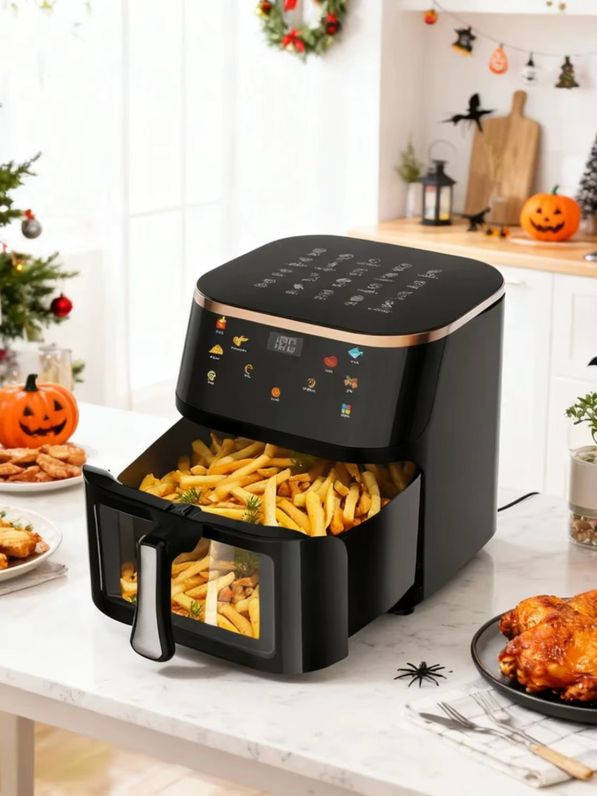 Oyajia Heißluftfritteuse mit Kochfenster und Antihaft-Korb, Schwarz, 6 l - Bild 7