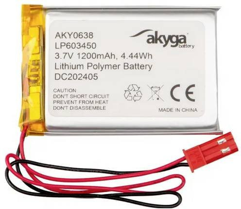 Akyga LP603450 LiPo Spezial-Akku 3,7V mit 1200 mAh und JST-Anschluss in Silber - Bild 1