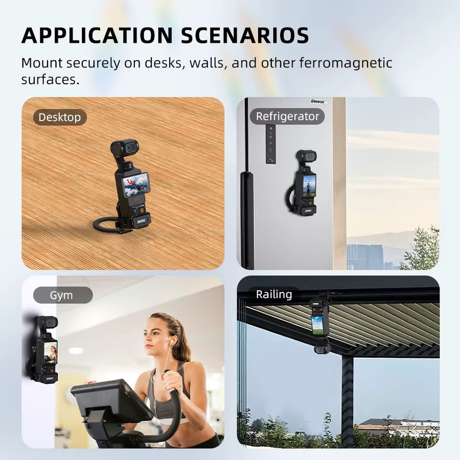 BRDRC Pocket 4 Magnetische Halterung in Schwarz für DJI Pocket 3 als Video Live-Streaming Teleprompter-Halter und Telefonhalterung Erweiterung - Bild 4