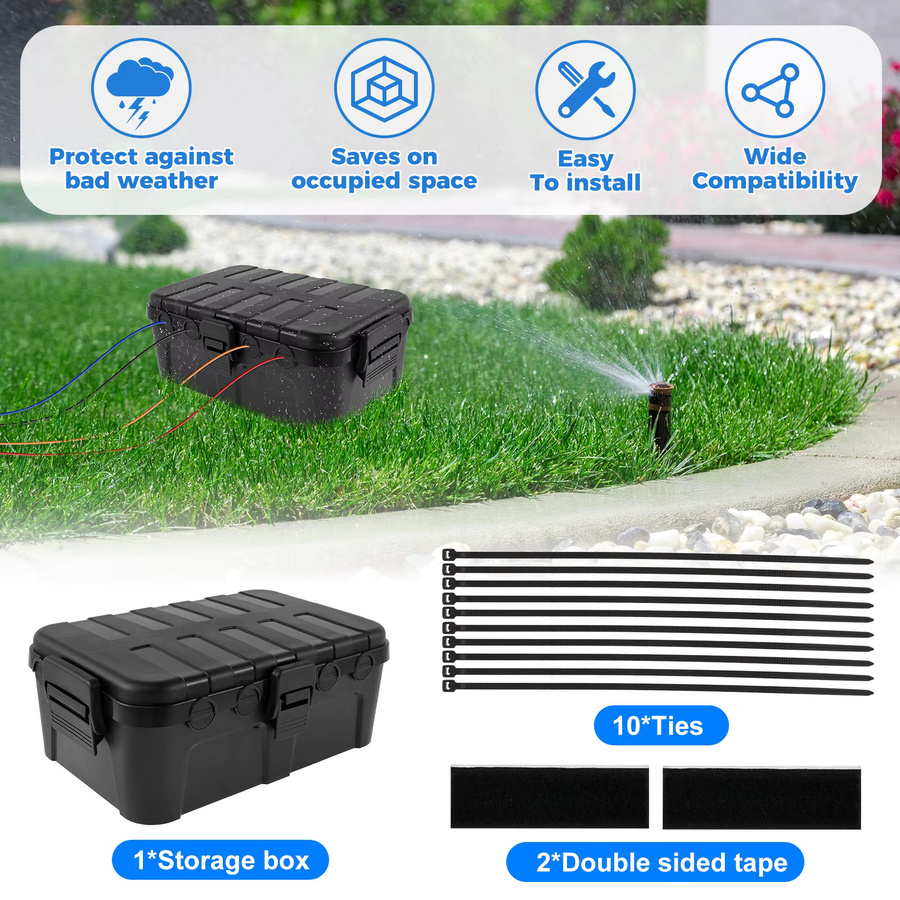 Wasserdichte elektrische Außenbox Außenstrom Cor, IP54 wetterfest, Schwarz, B/T/H: 34,5 x 24,0 x 12,0 cm - Bild 5