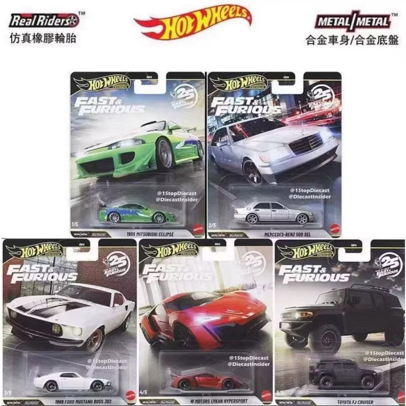 Hot Wheels Fast & Furious, Druckguss-Fahrzeugmodell-Set, Maßstab 1:64 - Bild 1