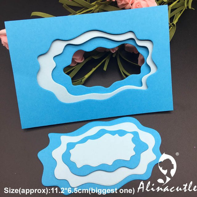 Alinacraft Metall-Stanzform Nesting-Wellenrahmen in Blau für Scrapbooking und Papercraft - Bild 1