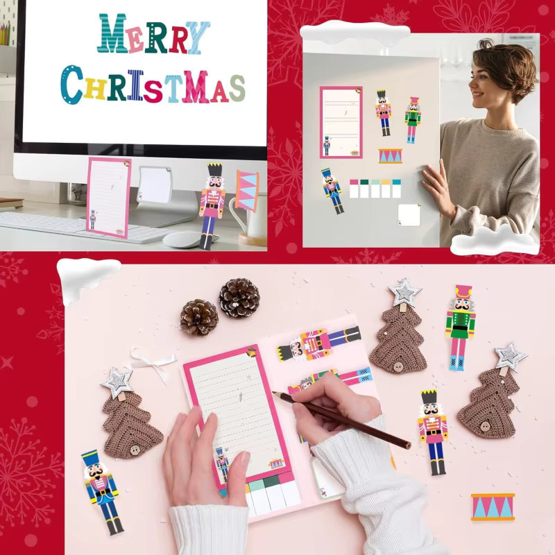 Weihnachts-Haftnotizen-Set mit Nussknacker-Motiv, 440 Stück, Farbe: Rosa - Bild 4