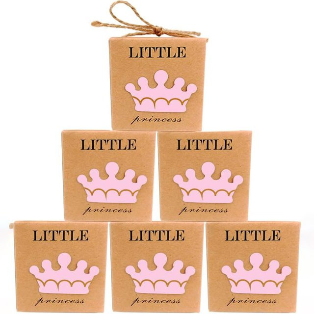 25 Stück kleine Prinzessin und Prinz Geschenkkartons aus braunem Kraftpapier für Babypartys und Süßigkeiten-Tüten - Bild 1