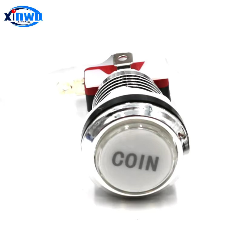 XINWA XINWANG LED Push Button Schalter in Chrom Silber mit blauer Beleuchtung für Arcade Stick und Spielautomaten 33mm - Bild 2
